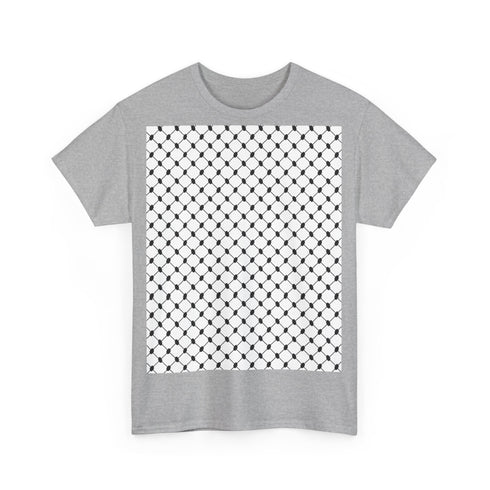 Keffiyeh Pattern Heavy Cotton Tee - Modern Mesh Design Streetwear T-Shirt